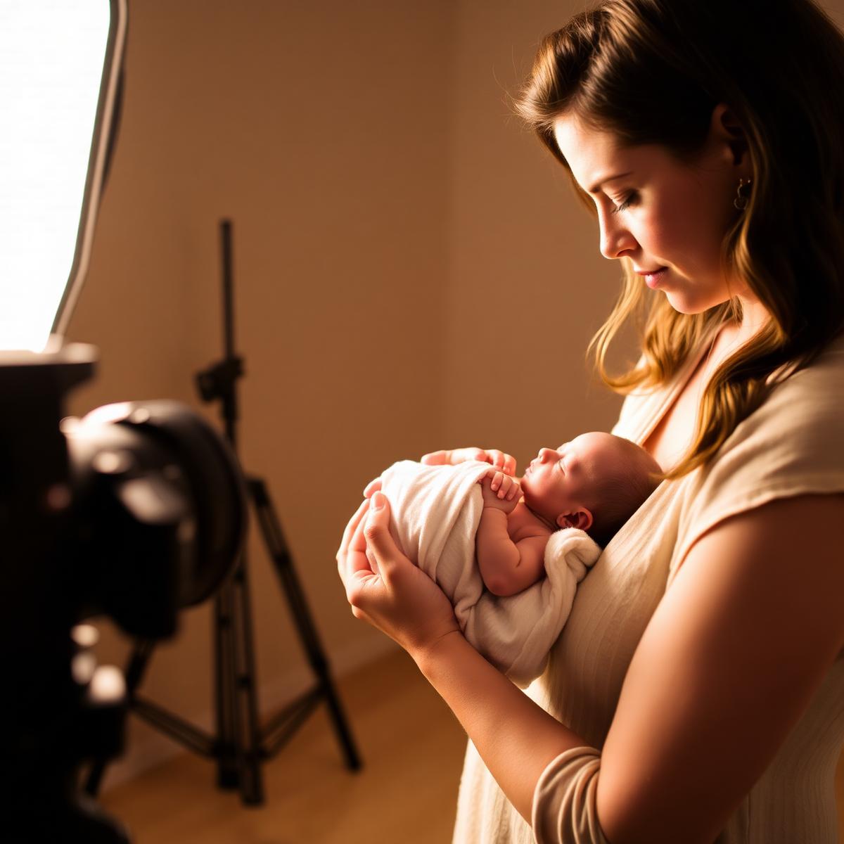 Preethi posing a newborn in studio